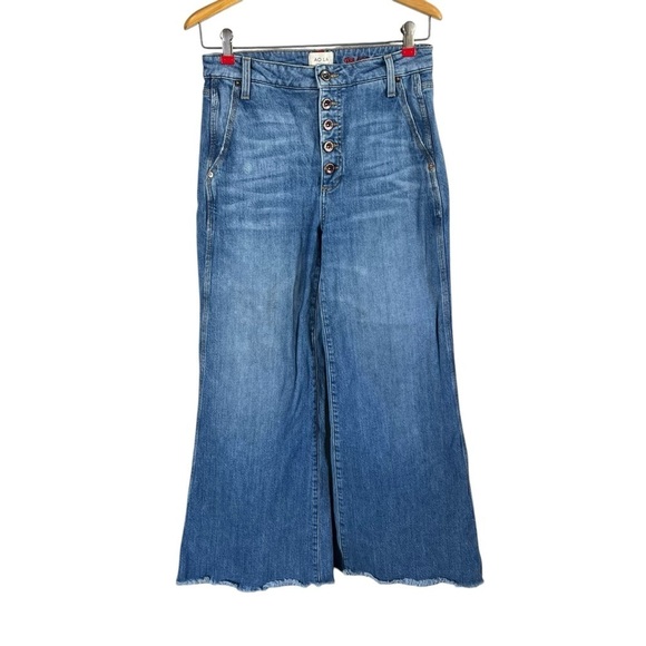 AO.LA x ALICE + OLIVIA High Rise Cropped Wide Leg Jeans in Night Moves - Picture 3 of 15